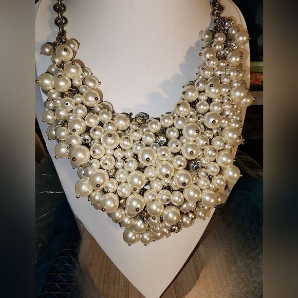 J CREW PEARL STATEMENT NECKLACE 24:+3" - Picture 2 of 10